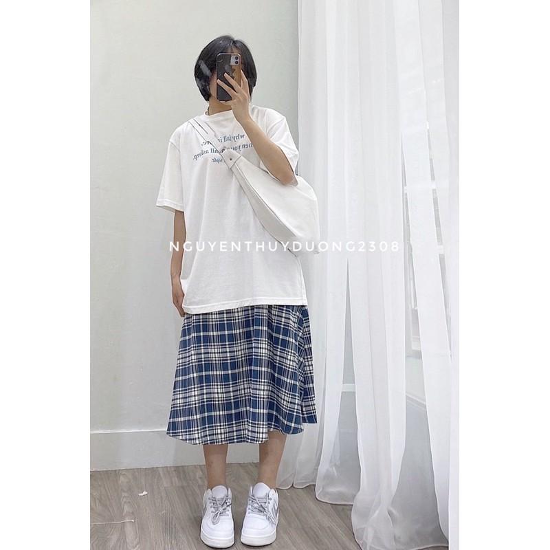 Chân váy kẻ caro dáng dài vintage/Chân váy dài xoè Ulzzang style