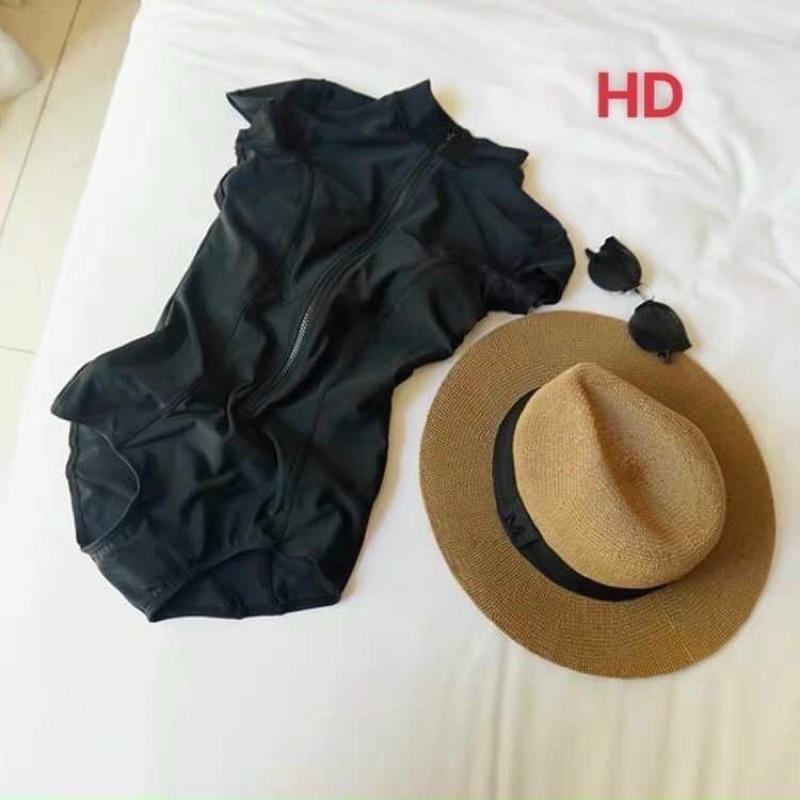 Bộ bơi đen cộc tay HD chống nắng mùa hè