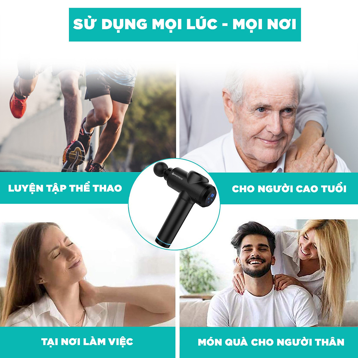 Máy Massage Cầm Tay Cao Cấp KINGTECH KH-720 Pro - 20 Cấp Độ, Hỗ Trợ Mát Xa Chuyên Sâu, Giảm Đau Cơ, Cứng Khớp - Bản Nâng Cấp