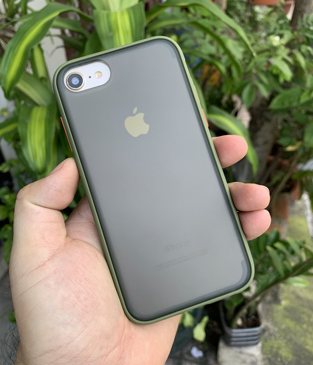Ốp lưng chống sốc dành cho iPhone 7 vs iPhone 8 nút bấm màu cam - Màu xanh