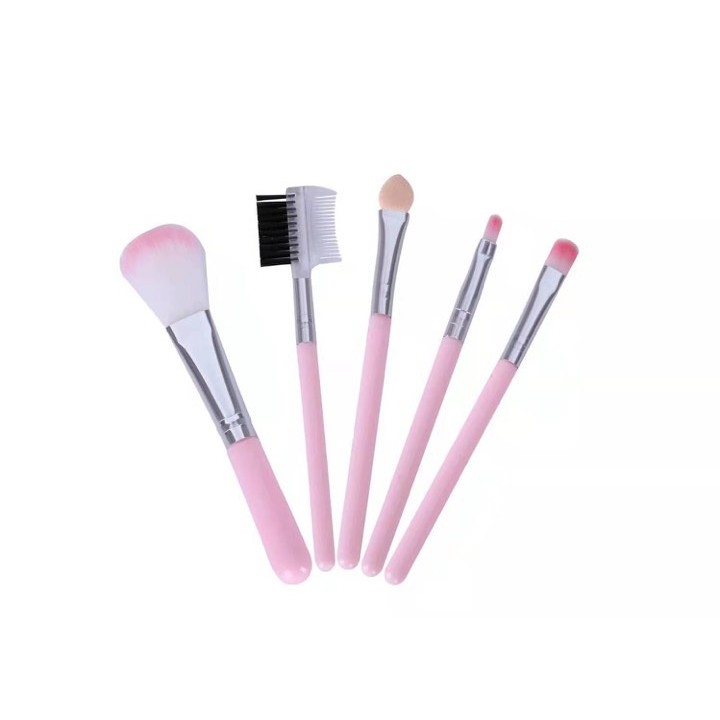 Combo 2 Bộ Cọ 5 Cây Mini Màu Hồng Dùng Tập Trang Điểm