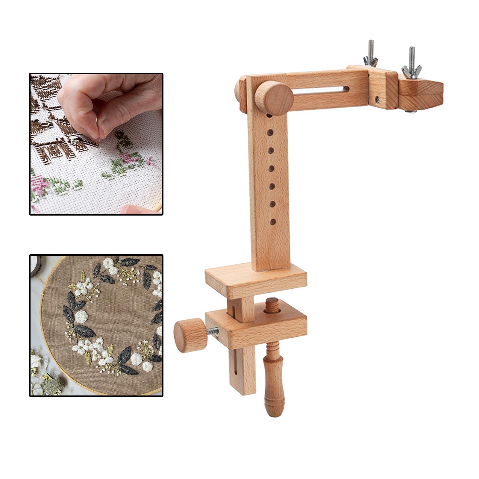 Wooden Frame Cross Stitch Embroidery Hoop Holder Needlework Sewing Tool