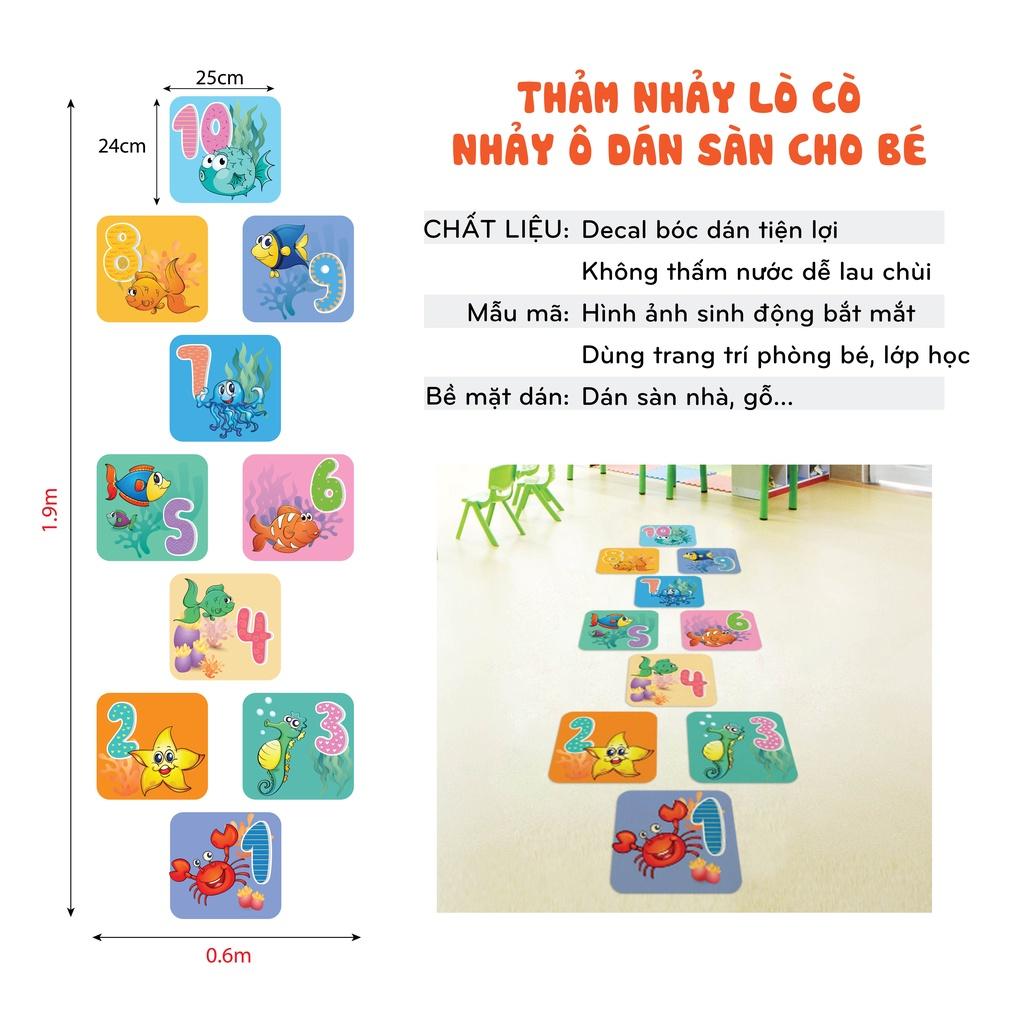 Thảm Nhảy lò cò - Nhảy ô nguyên tấm dán sàn vận động cho Bé 3015