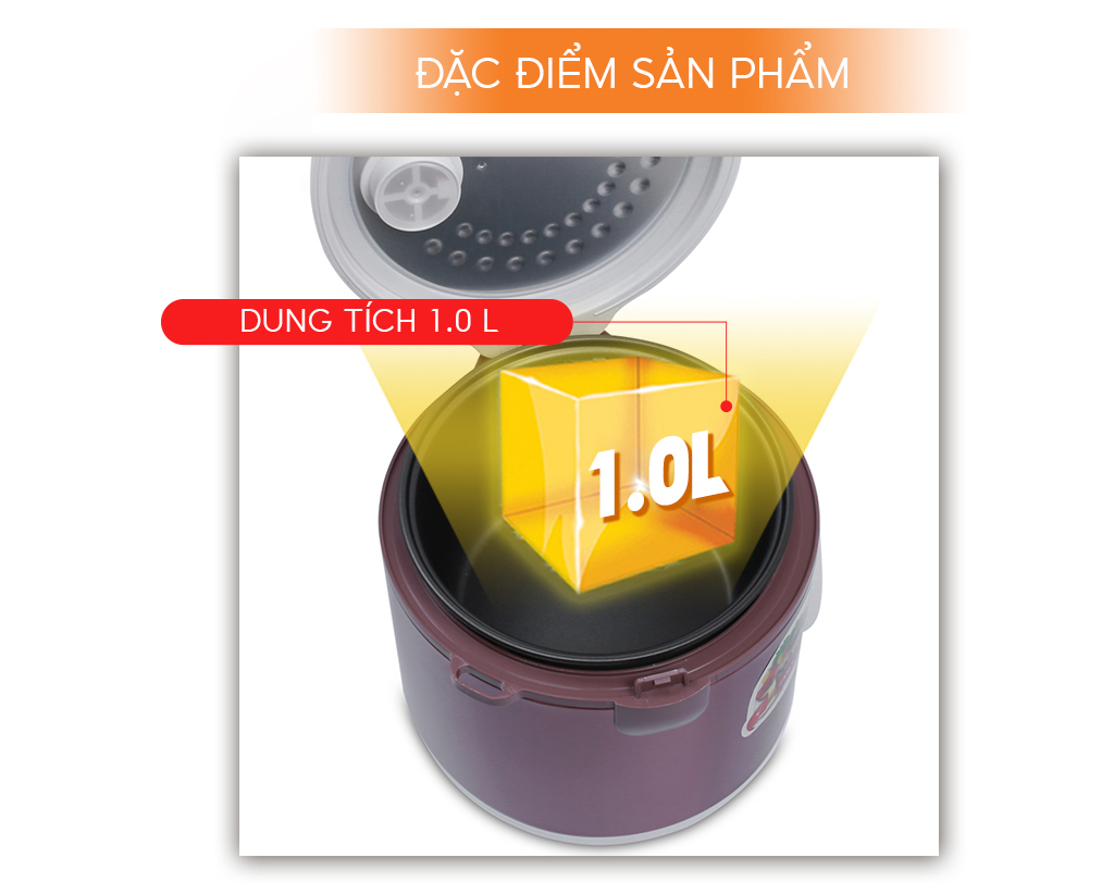 Nồi cơm điện nắp gài Comet CM8025 dung tích 1L – Công suất 400W, lòng nồi chống dính, giữ nóng lâu – Hàng chính hãng, bảo hành 12 tháng
