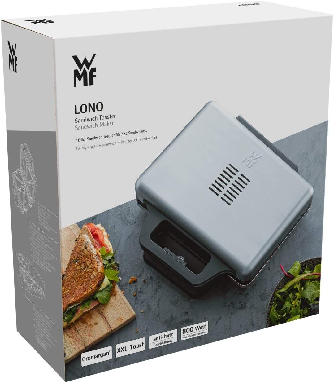 Máy Nướng Bánh Mỳ WMF Lono Sandwich Toaster/Maker - Hàng Nhập Khẩu Đức