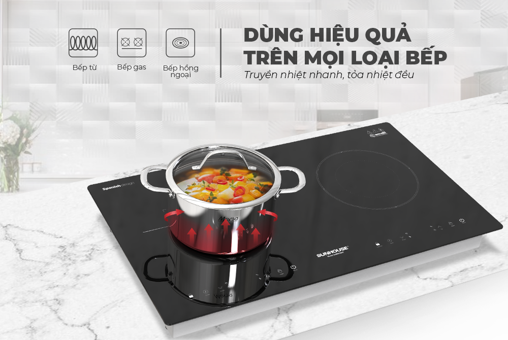 Bộ Nồi Inox Đa Lớp Sunhouse Mama SHG701 - Hàng Chính Hãng