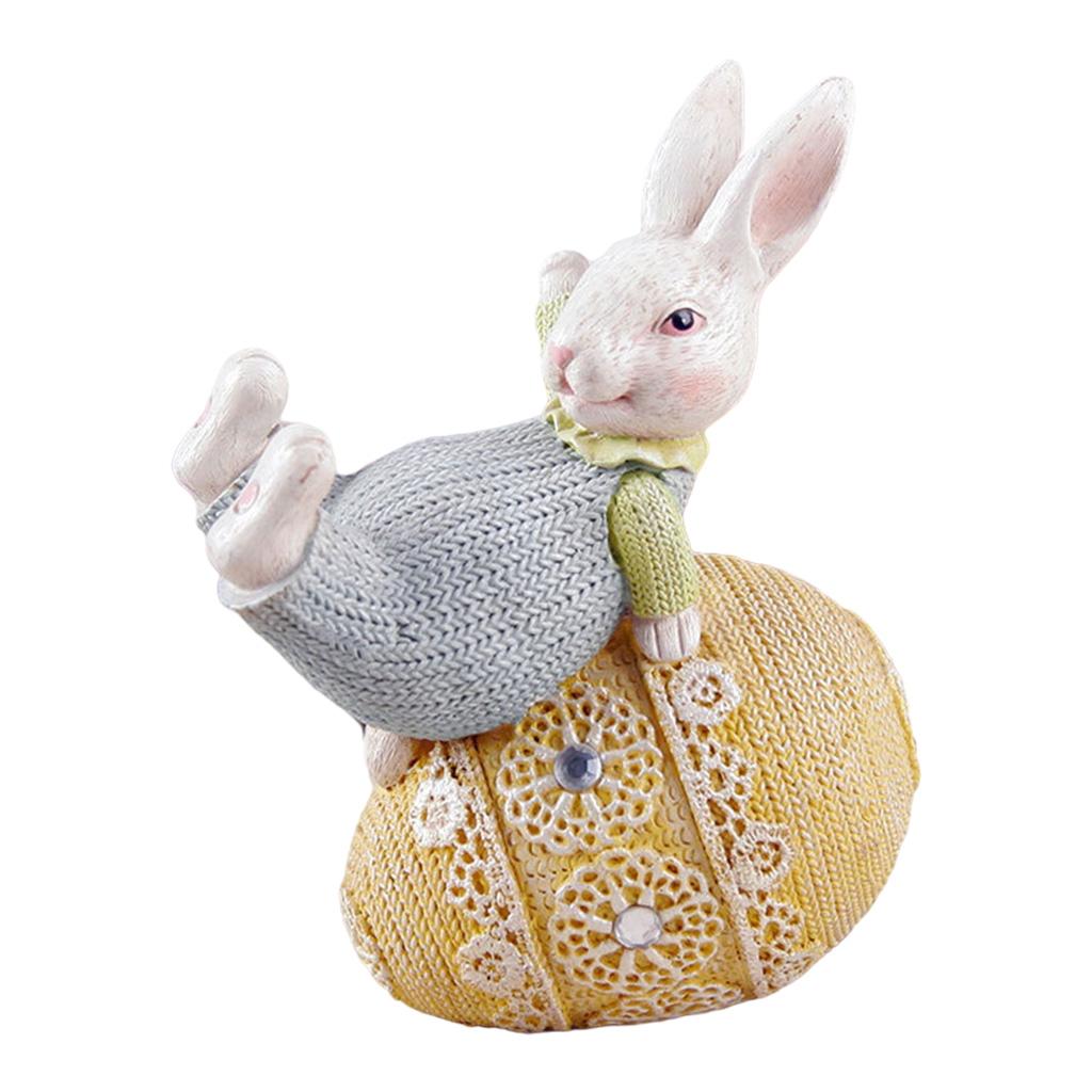 Bunny Rabbit Statue Resin Sculpture Figurine Home Decor Ornament