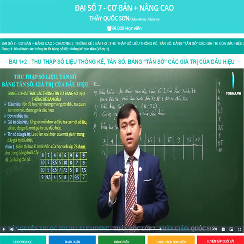 Khóa học ĐẠI SỐ 7 - CƠ BẢN + NÂNG CAO thầy Quốc Sơn - 09 tháng