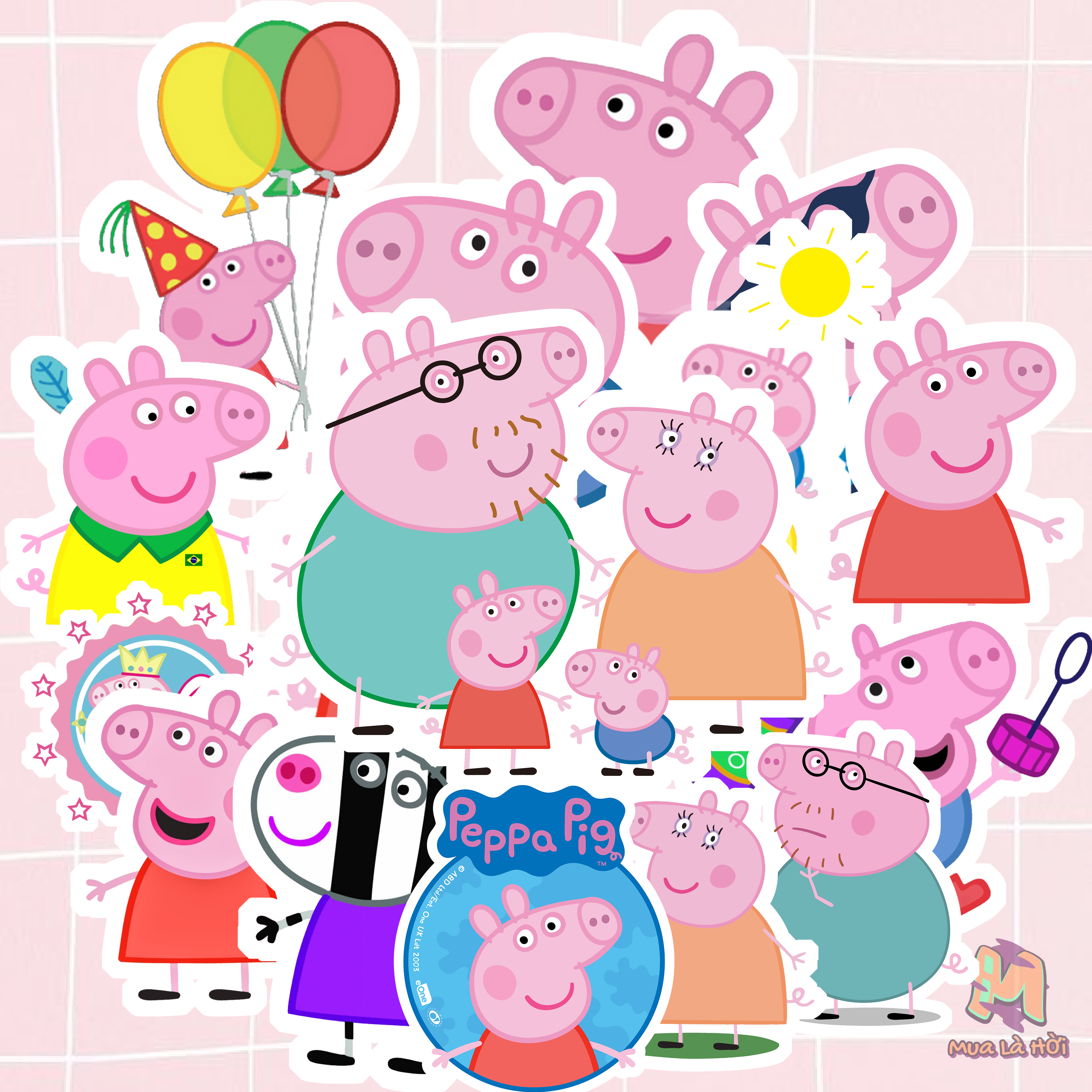 Miếng dán Stickers chủ đề Peppa Pig