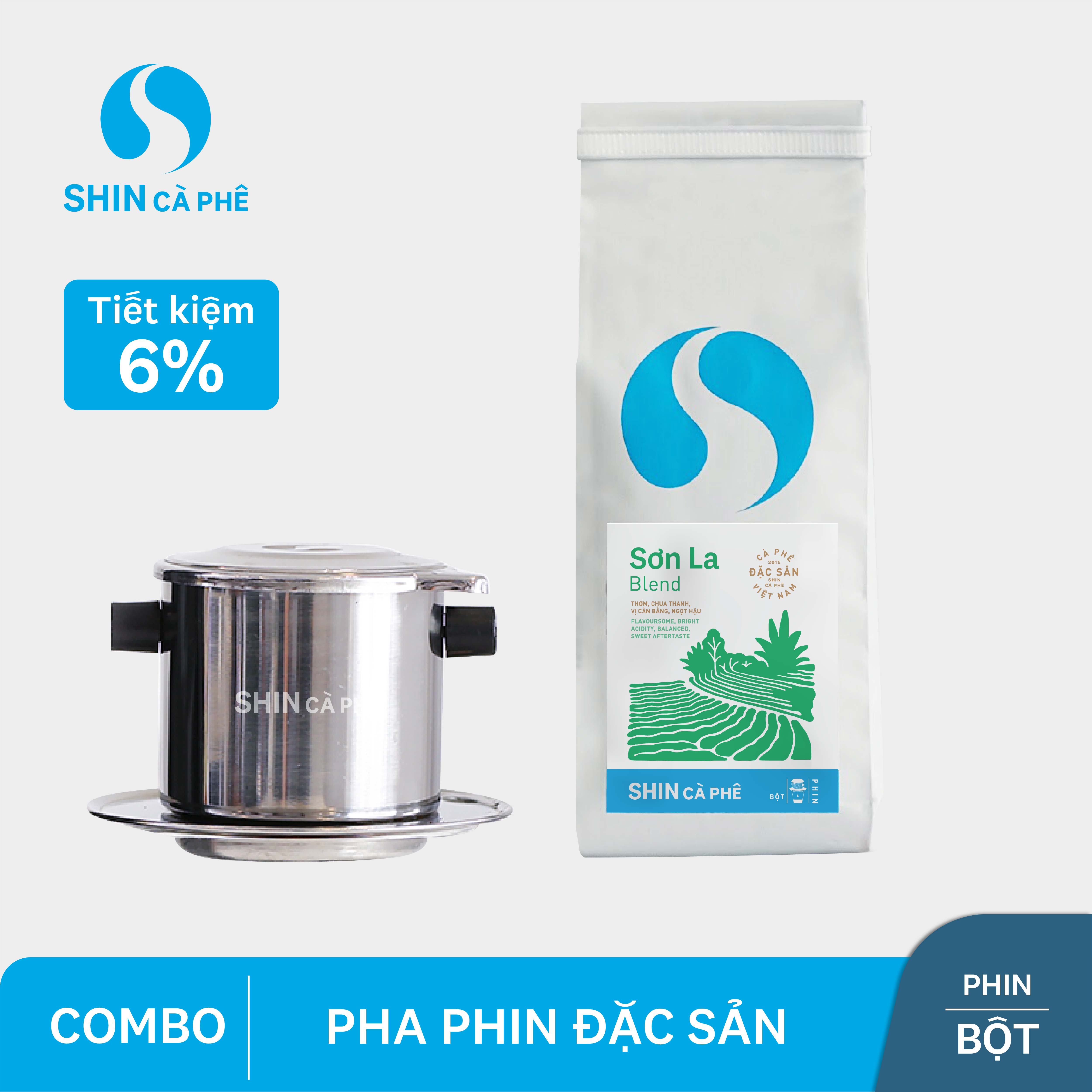 SHIN Cà Phê - Combo Đà Lạt và Khe Sanh - Phin giấy tiện lợi hộp 5 gói