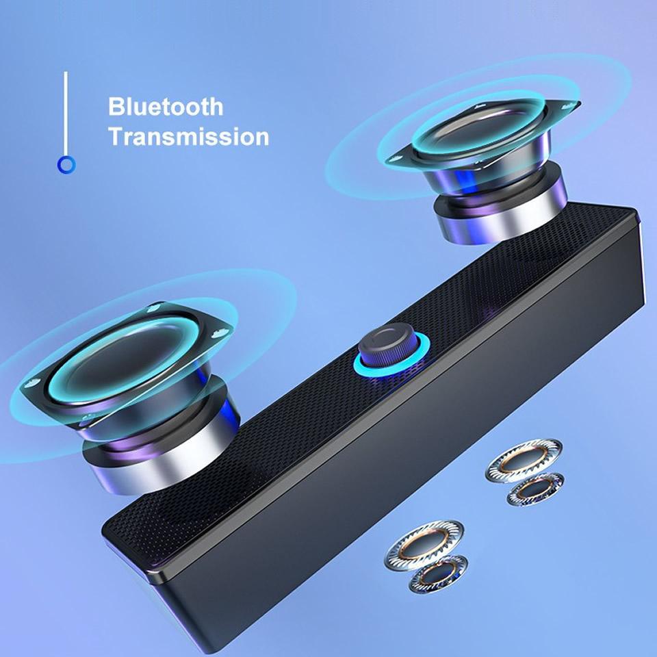 Thanh âm thanh vòm 3D Loa Bluetooth 5.0 Loa máy tính có dây Loa siêu trầm âm thanh nổi Thanh âm thanh cho máy tính xách tay Rạp hát TV Aux 3,5mm Màu sắc: Bluetooth có dây