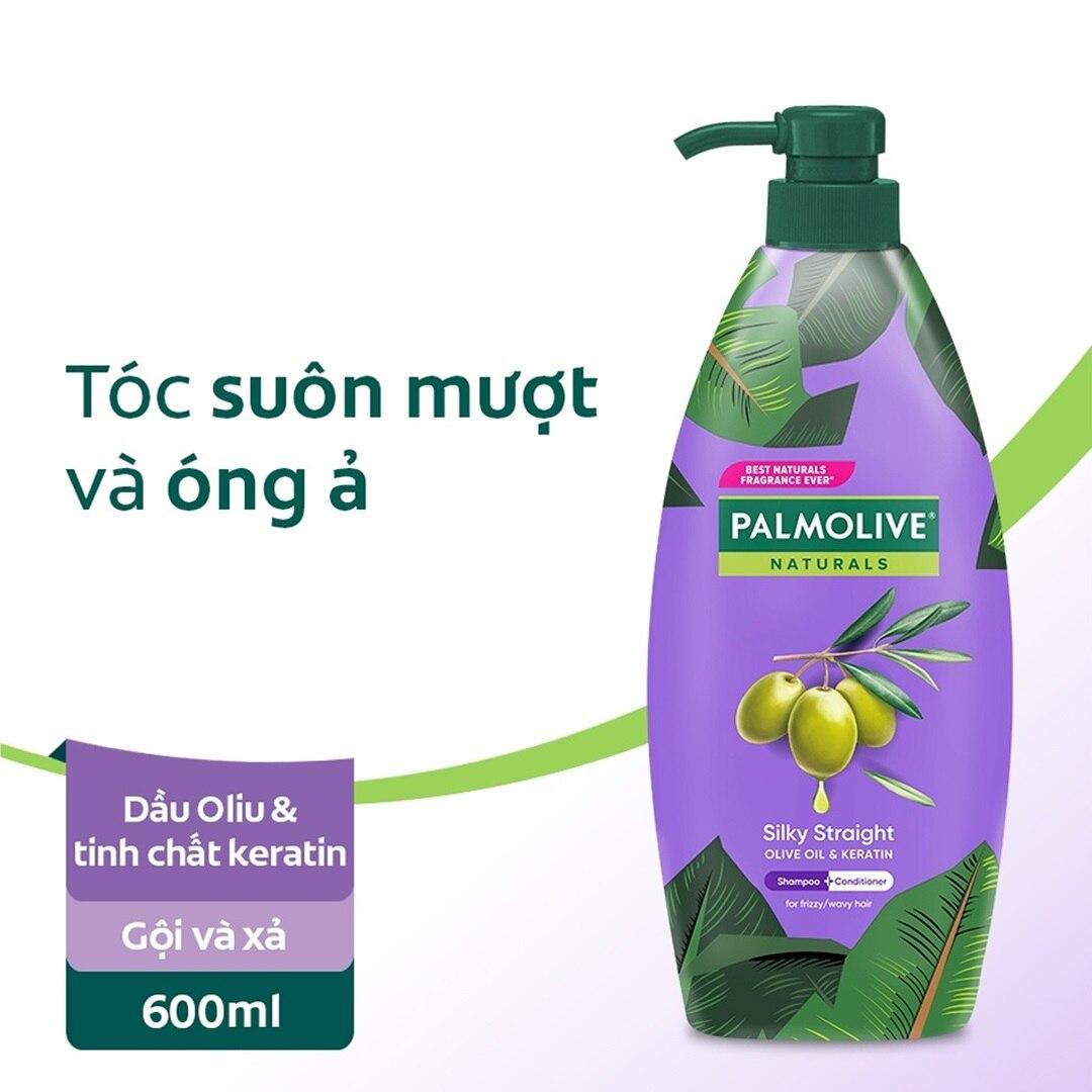 Dầu Gội Và Xả Palmolive Naturals Silky Straight Olive Oil &amp; Keratin 600ml