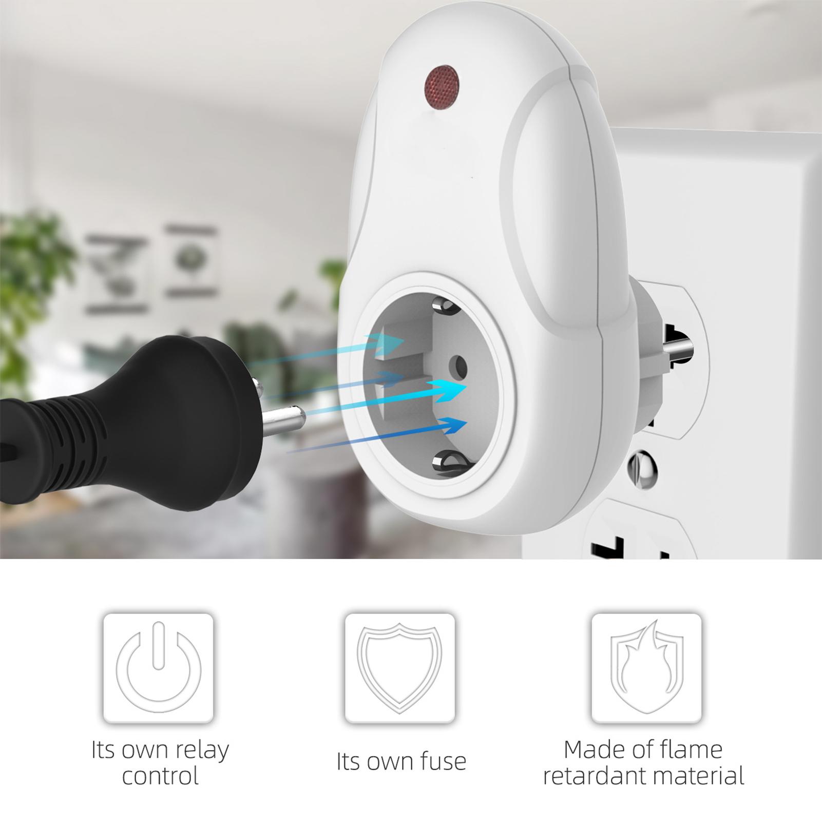 230V 16A Wireless Thermostat Remote Thermostat Control Plug-in Socket 0~70℃ Temperature Range Wireless Timing Temperature Control Socket Digital Display with Green Backlight