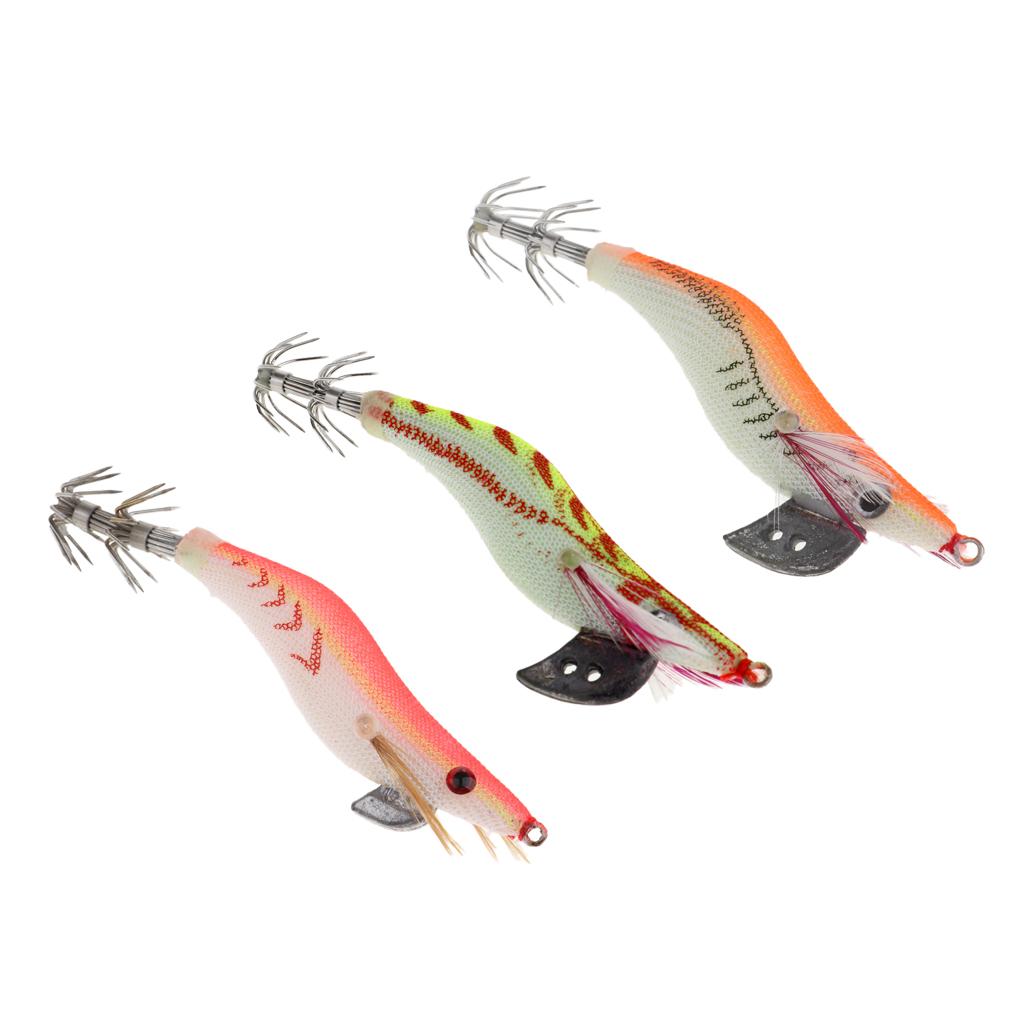 Squid Jigs Fishing Lures Artificial Hard Jig Baits Wood Shrimp Octopus Lure
