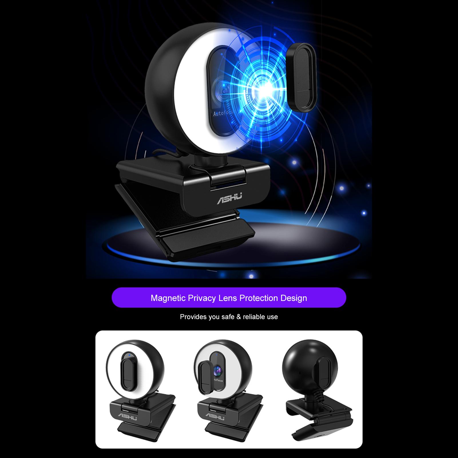 Webcam video ASHU 2M Pixel 1920x1080P Chức năng tự động lấy nét, Nhiệt độ Chụp ảnh tự sướng có thể điều chỉnh độ sáng vô cấp