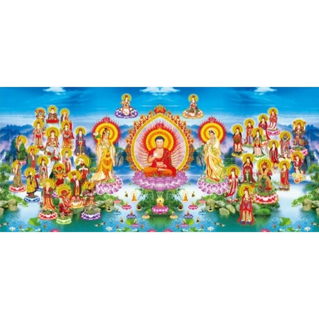 Tranh đá Tây Phương cực lạc Thánh Chúng VS479 - kích thước: 130 * 65cm.