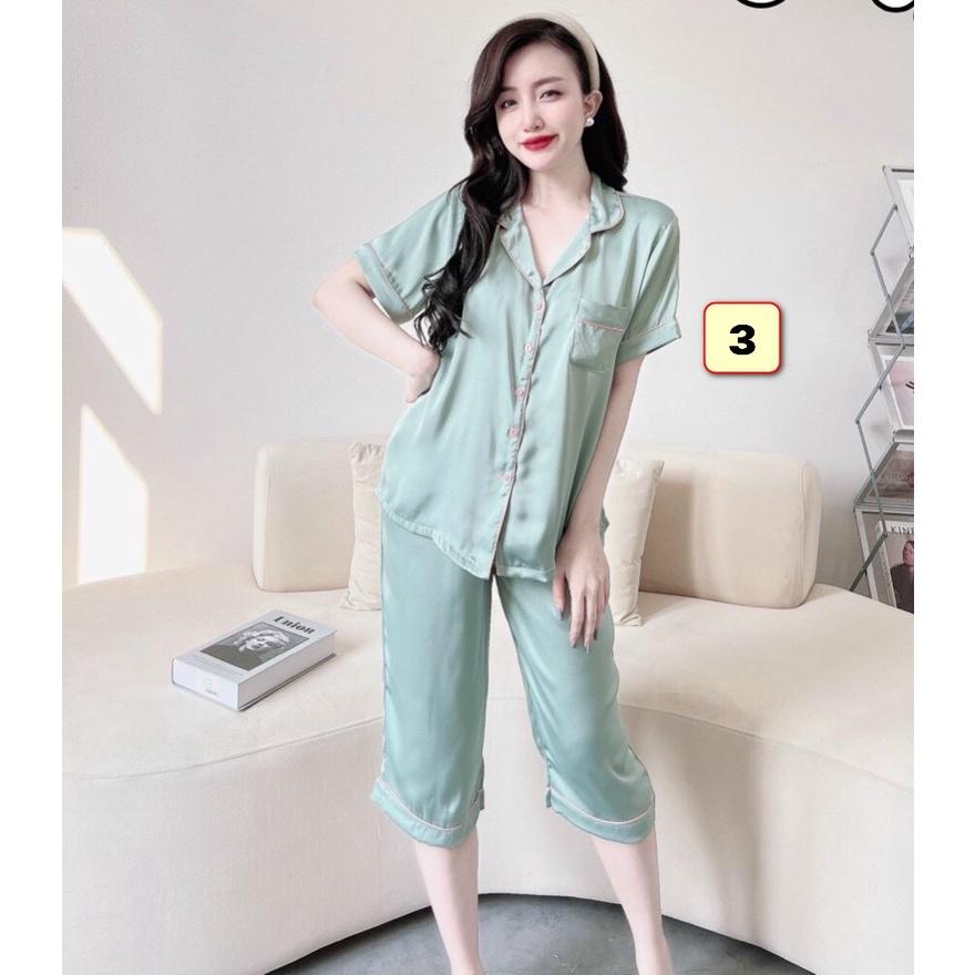 Bộ Pyjma Nữ Quần Lững, Tay Ngắn, Lụa Latin 40-55kg