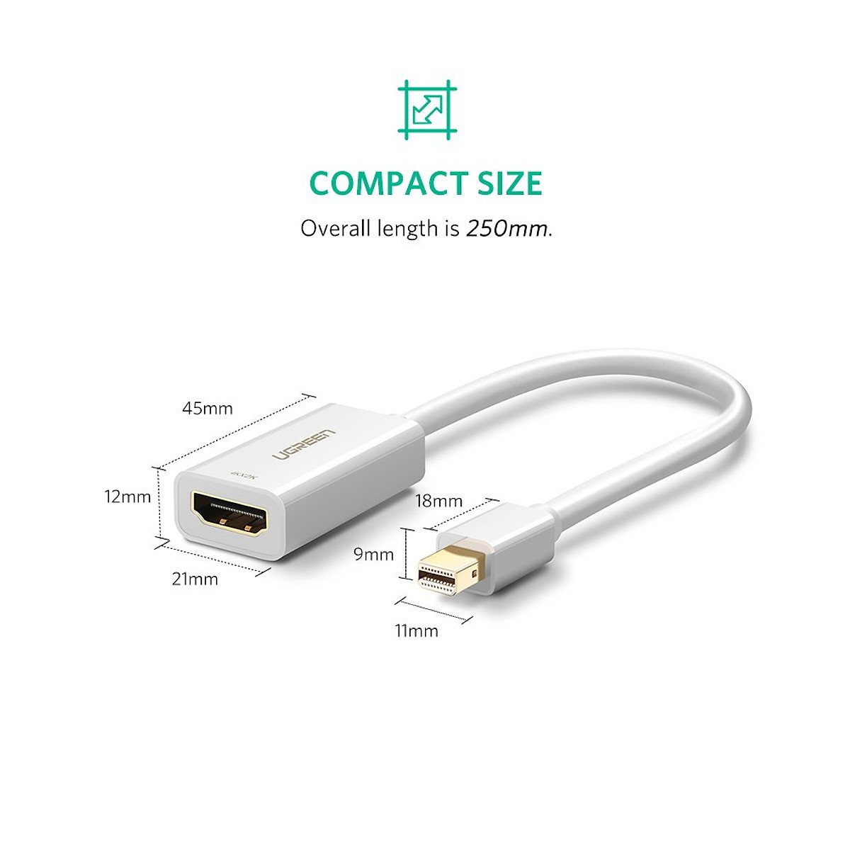 Cáp chuyển đổi Mini Displayport sang HDMI hỗ trợ trợ 4k (Thunderbolt to HDMI 240361) cao cấp Ugreen - Hàng chính hãng