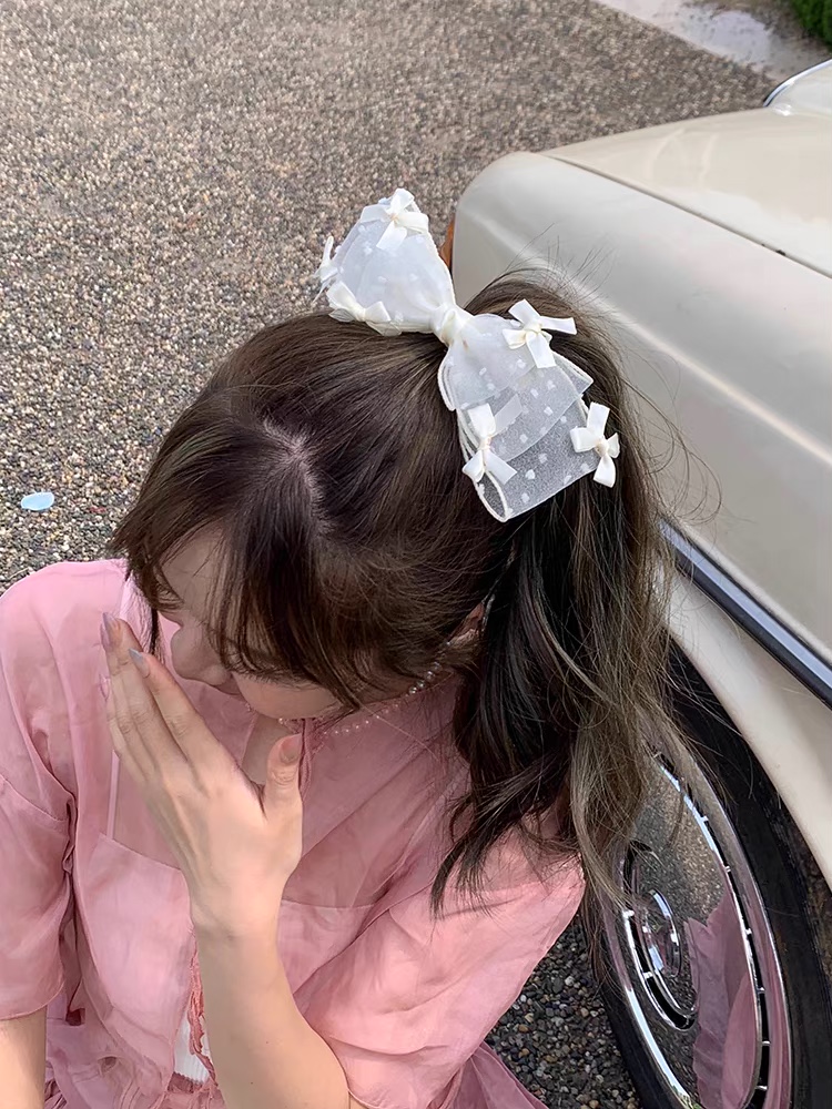 Kẹp tóc nơ tiểu thư - kẹp tóc nơ ren ullzang hàn quốc mẫu mới hot hit