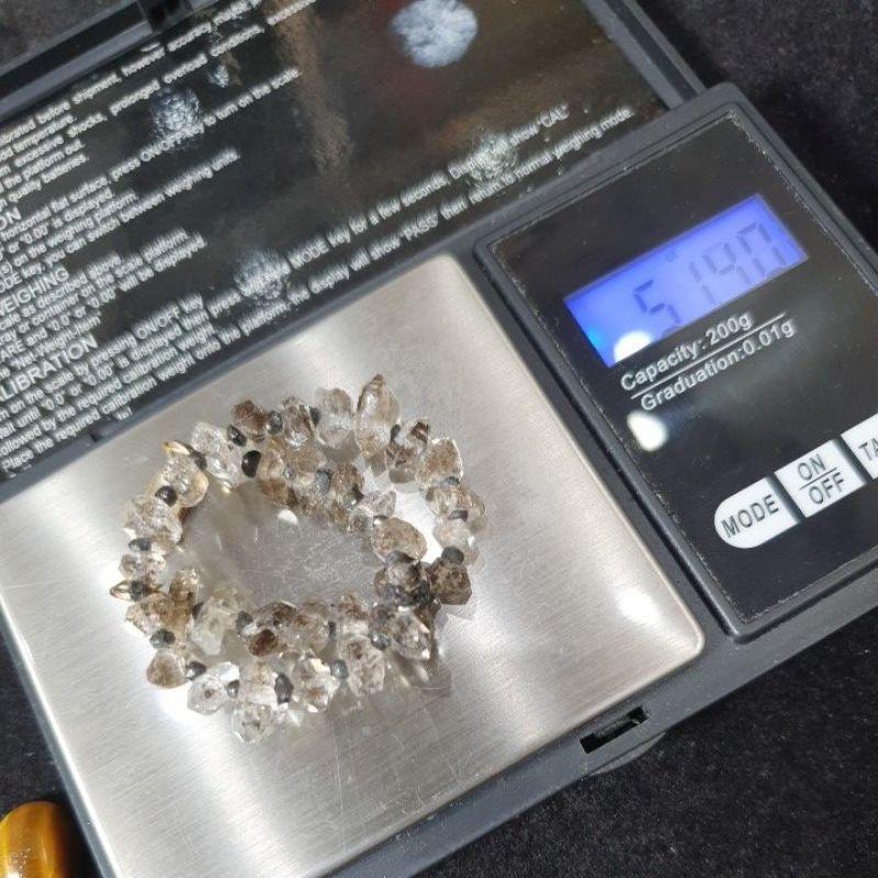 514- L Đeo tay hekimer mix hạt diamond đen thiên nhiên