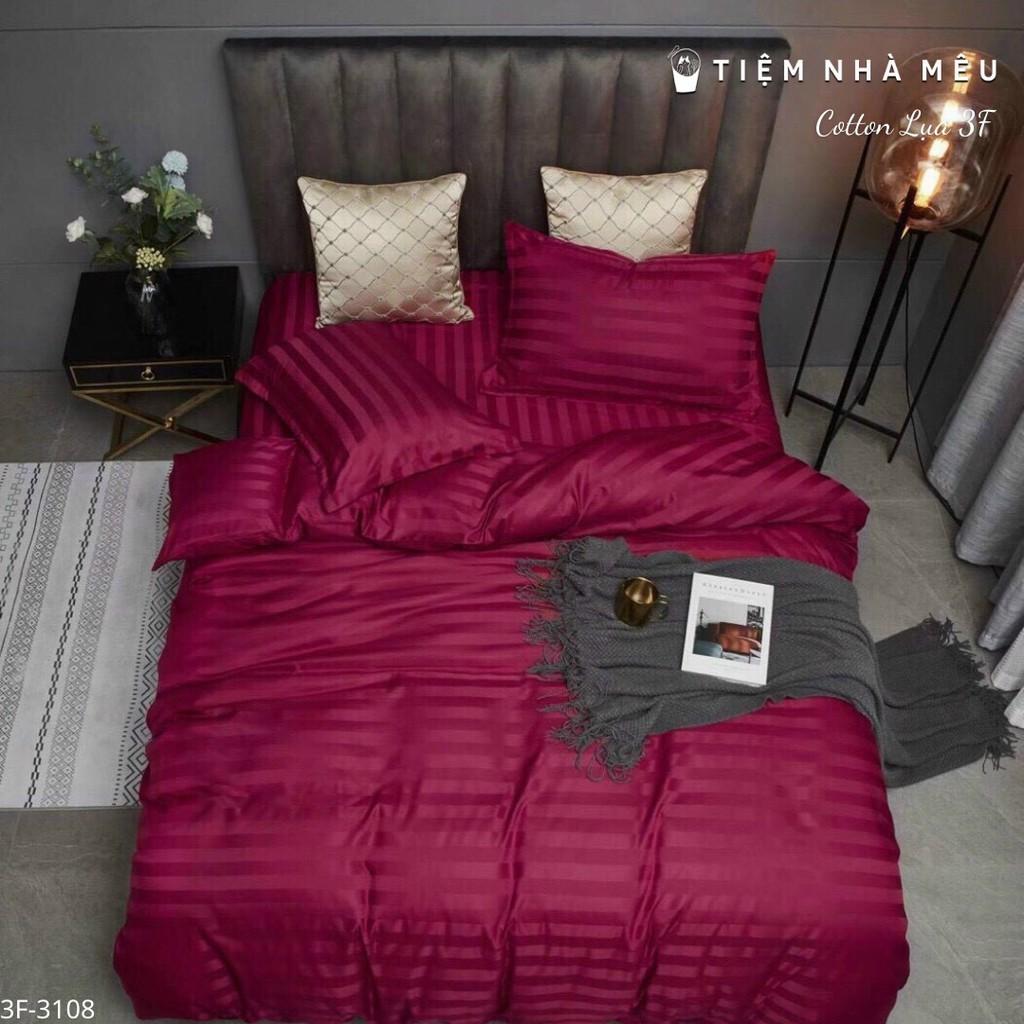 Bộ Chăn Ga Gối Cotton 3F m6/m8/2m -Tiệm Nhà Mêu Set 4 Món Hoạ Tiết Kẻ Mờ Chuyên Dùng Cho HOMESTAY - KHÁCH SẠN
