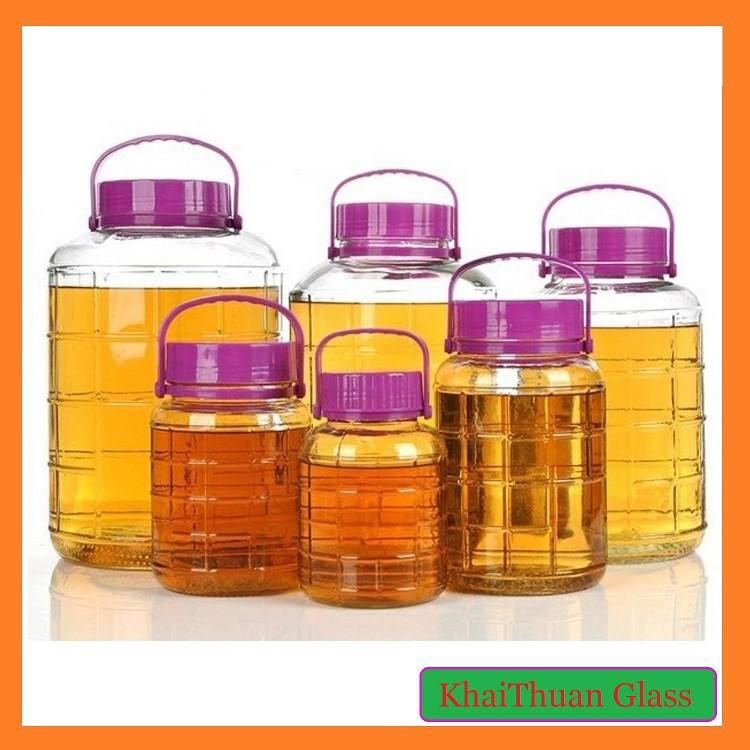 Bình Ngâm Rượu Thủy Tinh Nắp Tím Có Quai Xách Giá Rẻ Mã 2L và 3L