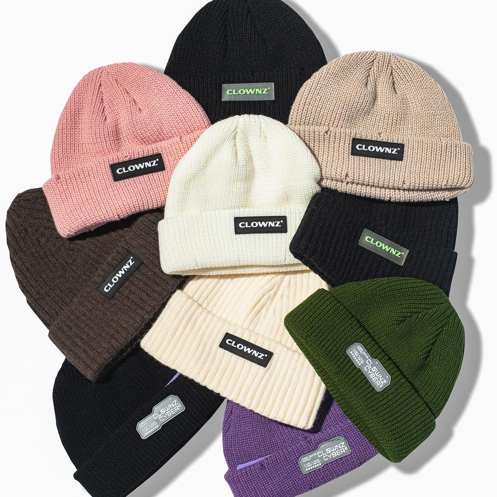 Mũ len, nón trùm đầu Beanies nam nữ ba màu gấp nếp