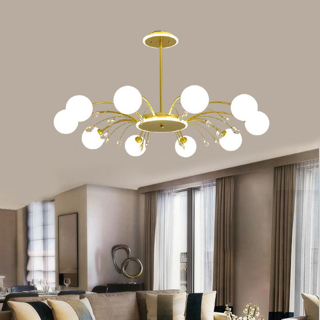 Đèn chùm DESMU phong cách sang trọng, hiện đại loại 10 bóng cao cấp - kèm bóng LED chuyên dụng.