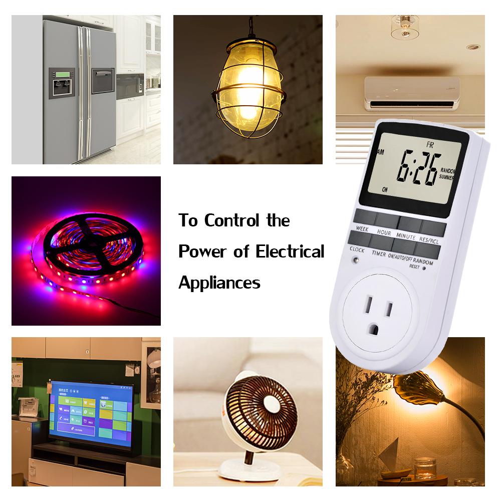 Bộ Hẹn Giờ 1 Ổ Cắm Điện Ac230V Màn Hình Lcd 10 Chương Trình 24 Giờ Và 7 Ngày Tiết Kiệm Năng Lượng