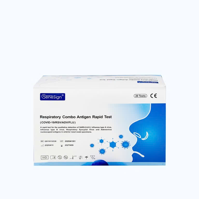 Bộ Test nhanh định tính kháng nguyên Genesign Test Respiratory Combo Covid,Cúm A/B,RSV,ADV