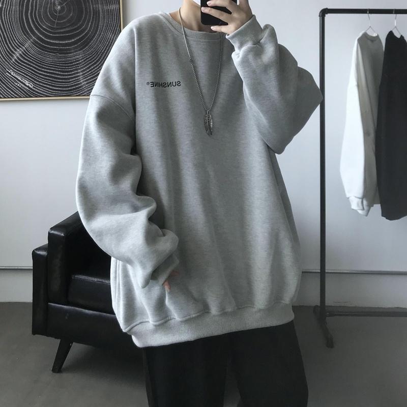 Áo Sweater Đen Cổ Tròn Dáng Rộng Thời Trang Xuân Thu Cho Nam - grey, grey