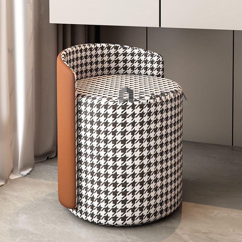 Ghế đôn trang điểm bọc pu CS0927-1P Nội thất Capta Ghế cafe nệm PU mềm màu Xám hoặc Caro chân xoay cao cấp