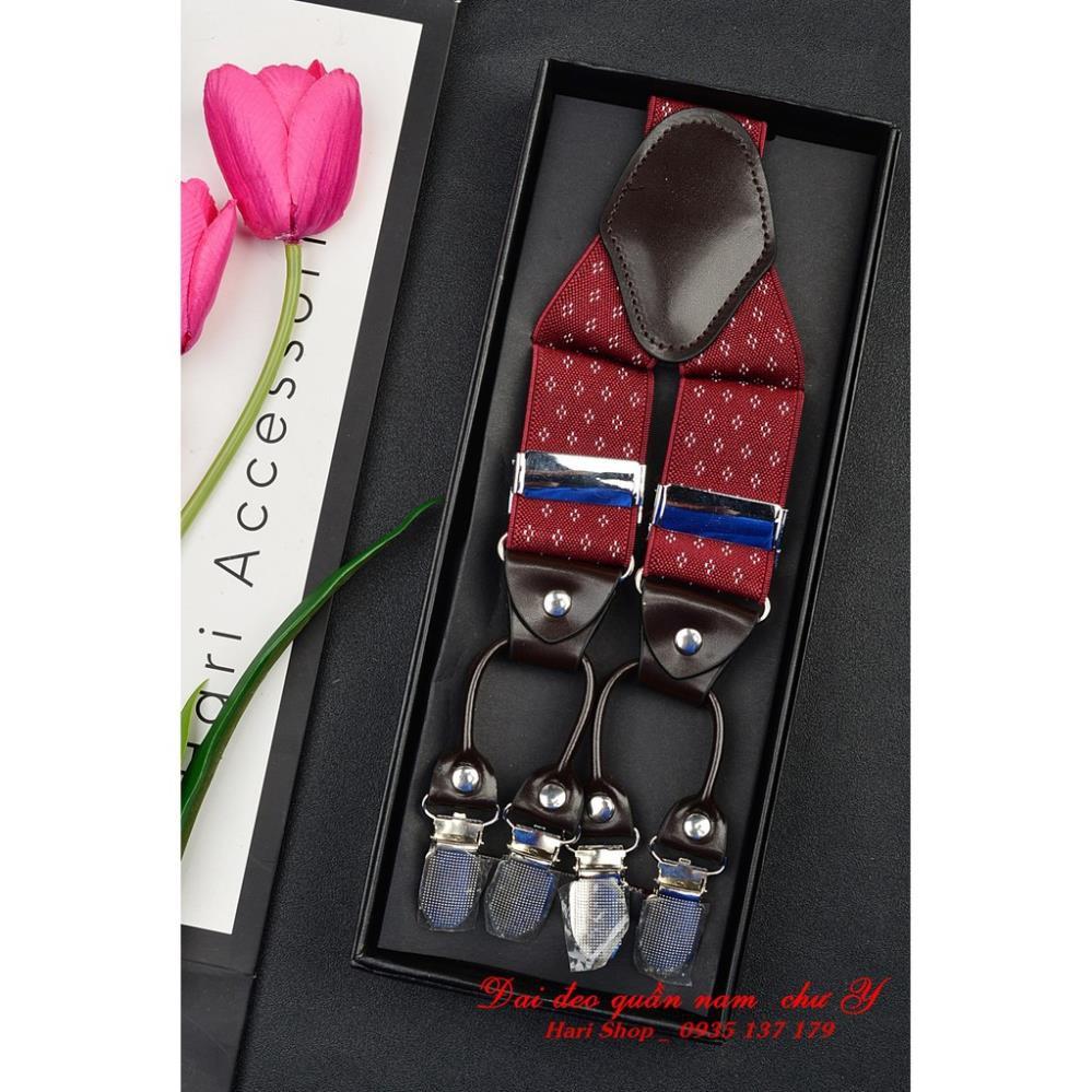 Đai Đeo Quần Nam Chữ Y Cao Cấp 6 Clip 3.5Cm Thun 4 Chiều