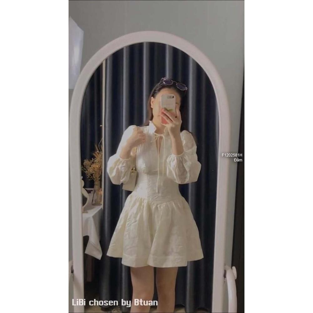 Đầm xòe ren nổi cổ thắt nơ cực xinh!