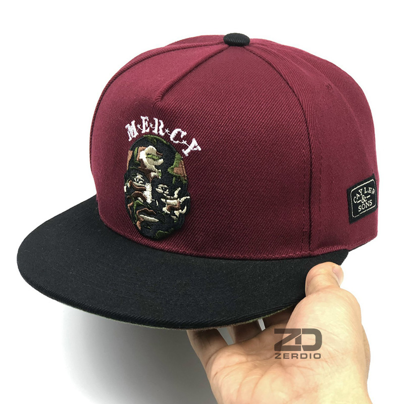 Nón hiphop, Mũ Snapback nam nữ màu đỏ, vải kaki cao cấp