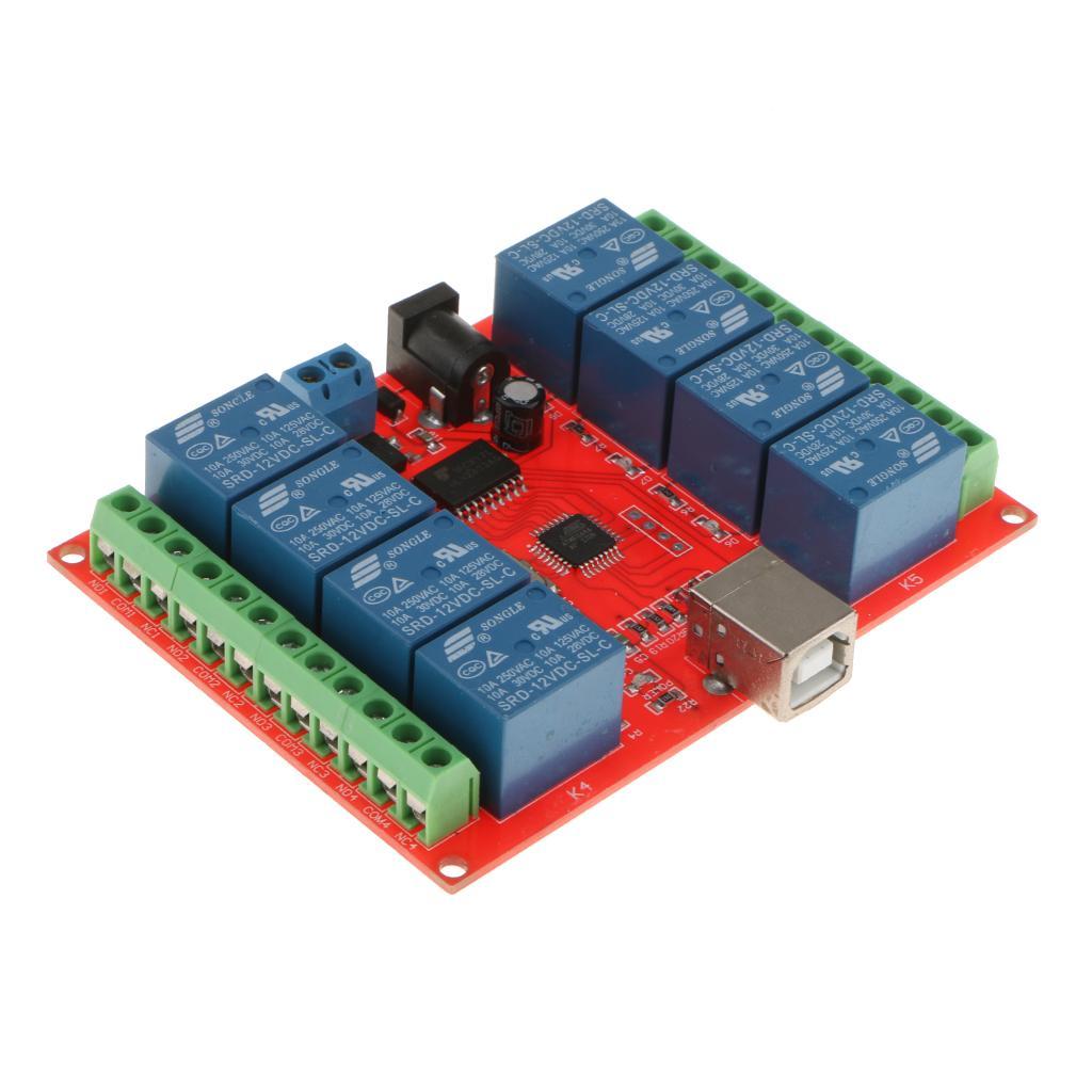 DC 12V 8 Channel Indicator Relay Output Relay Module W/ Panel/USB