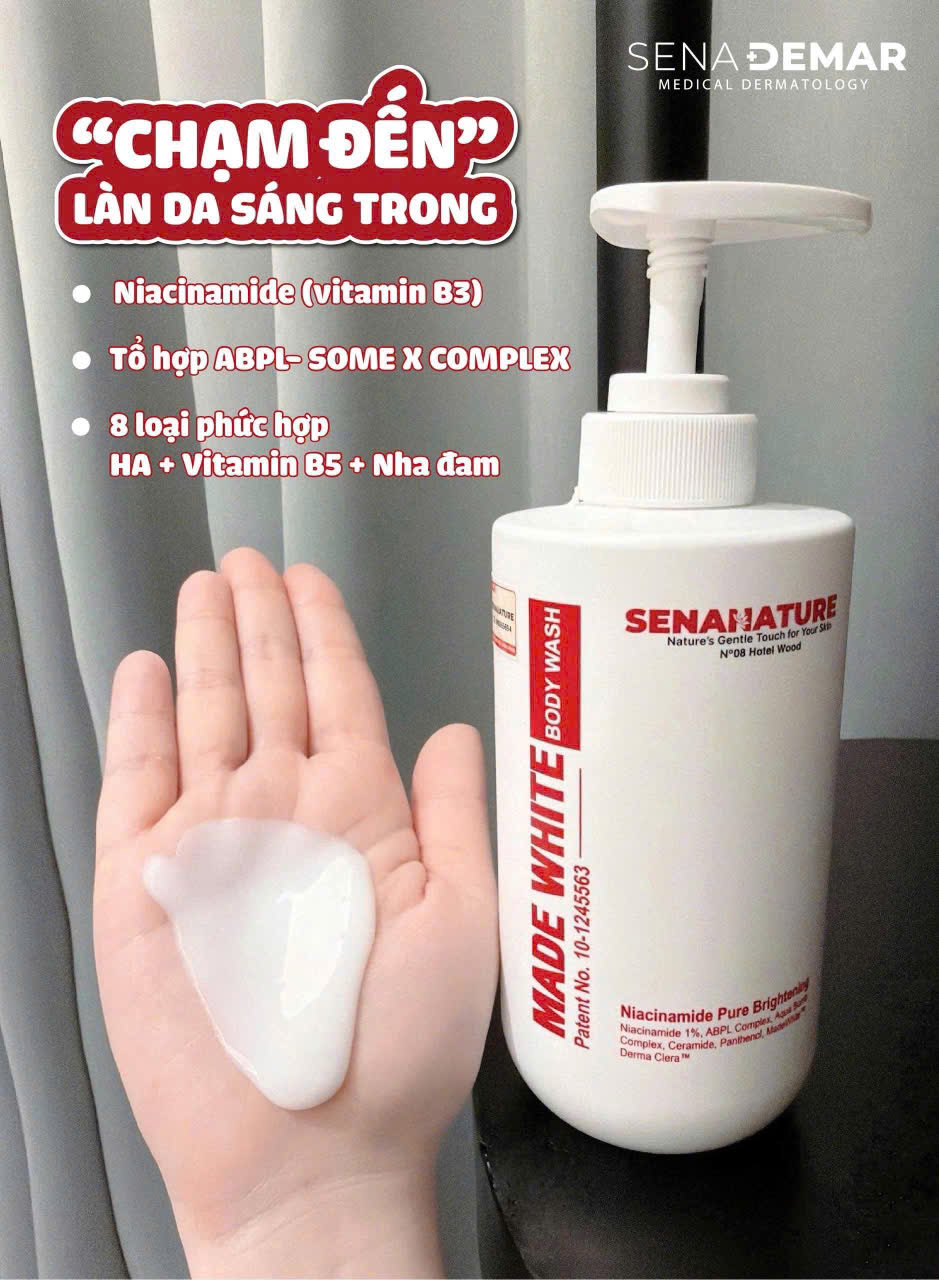 (Set quà tặng) Sữa tắm trắng da senanature made white body wash 500ml - hạn 2028 Hàn Quốc sữa tắm trắng da senanature