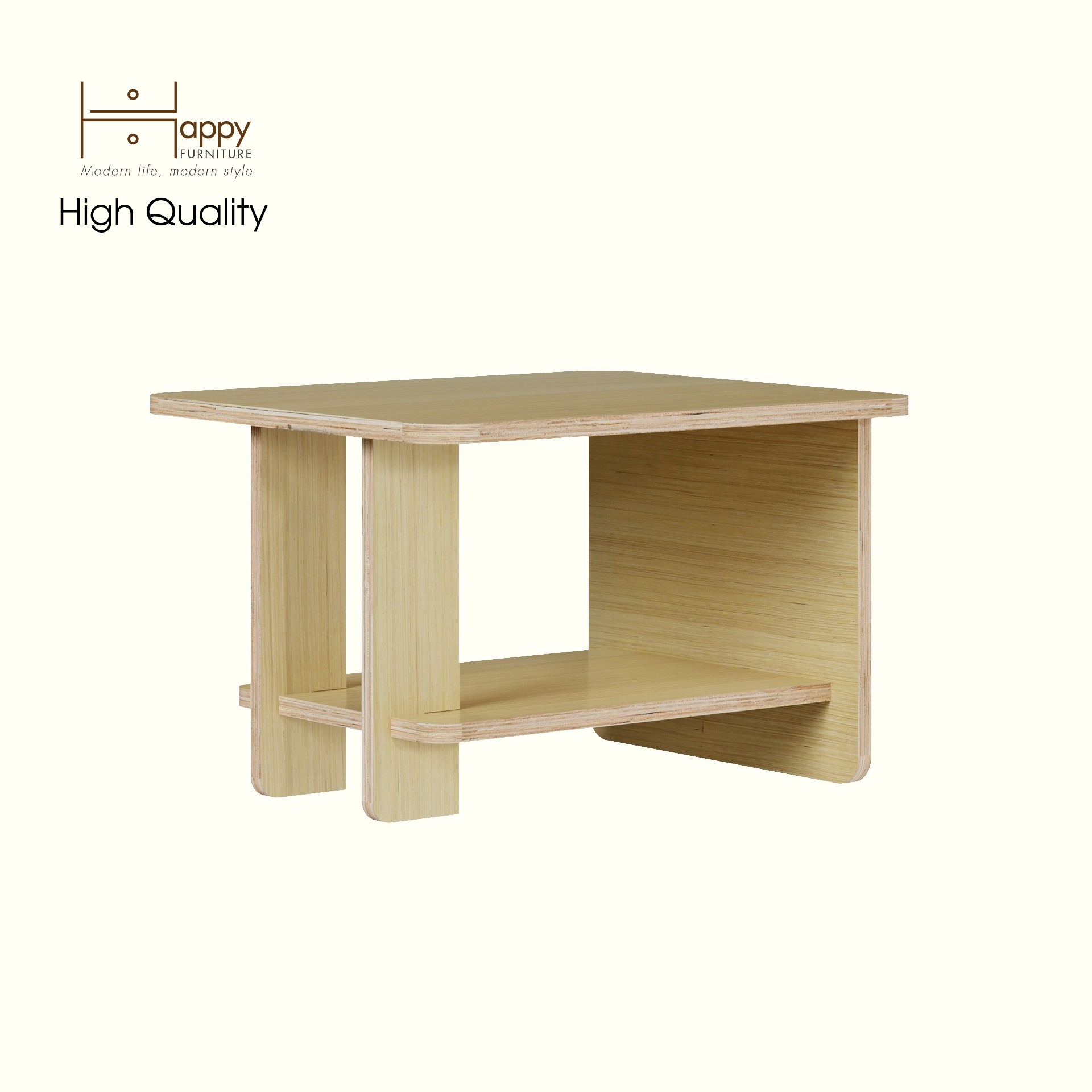 HAPPY FURNITURE , Gỗ tự nhiên , Bàn trà gỗ Plywood - AIDAN , BAN_107 , 60cm x 50cm x 38cm DxRxC