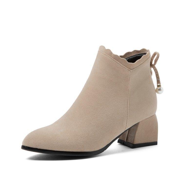 Giày bốt cổ ngắn bằng nhung thời trang thu đông Hàn Quốc mới cho nữ 2021