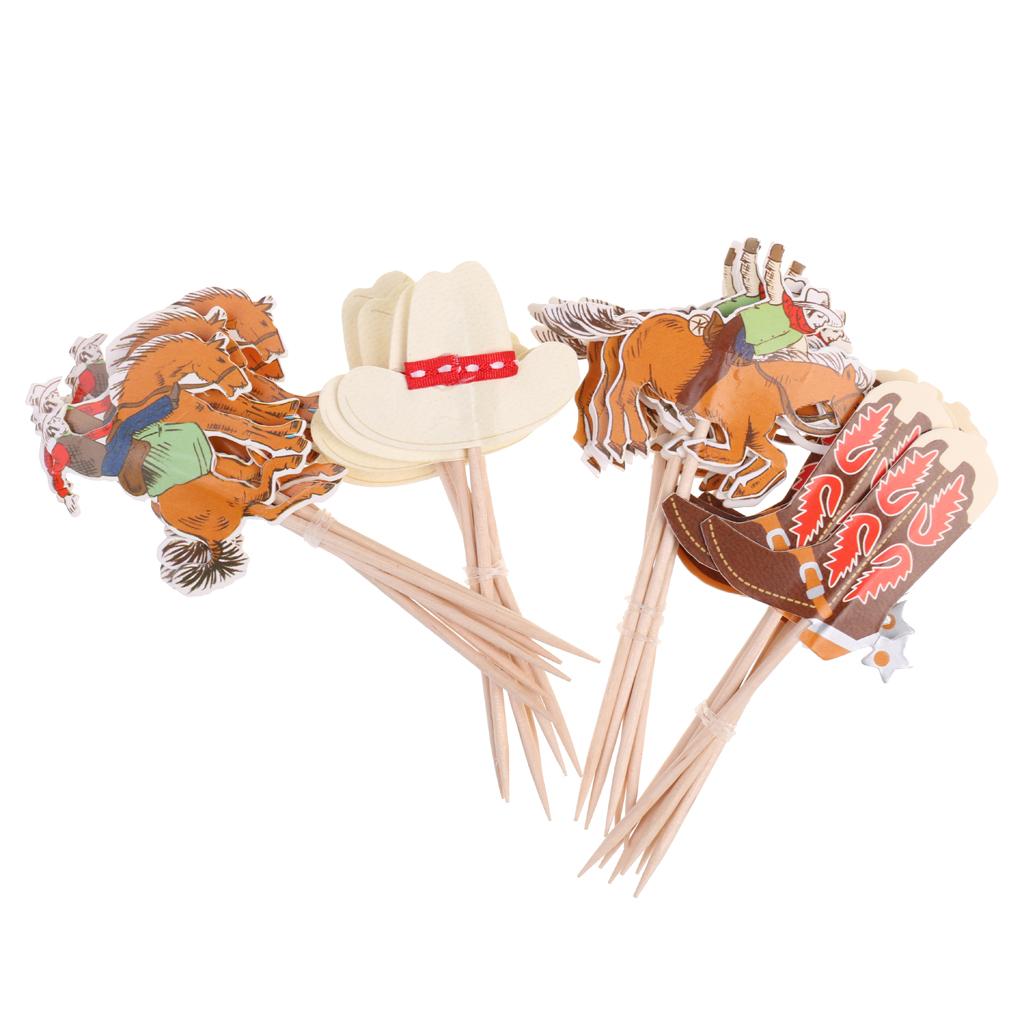 24 Miếng Cupcake Picks Bánh Toppers Trang Trí Tiệc