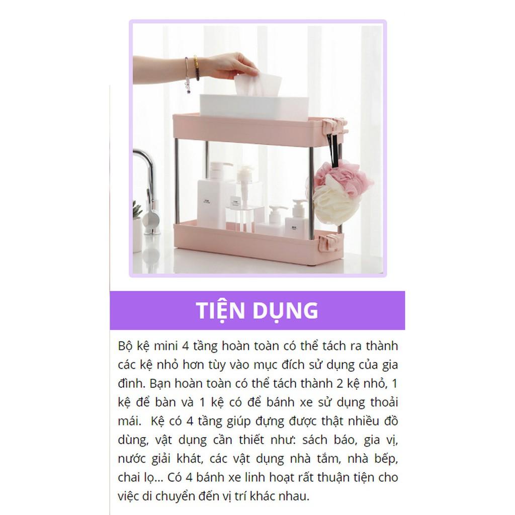 KỆ MINI 4 TẦNG CÓ BÁNH XE