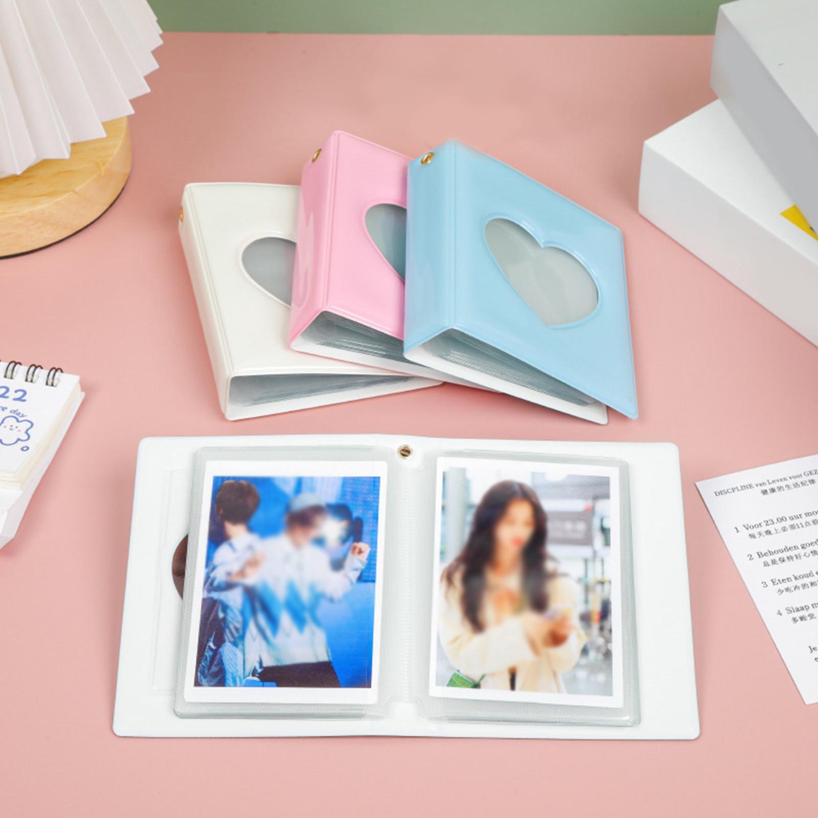 2Pieces Cute 3 inch Photo Card Holder with Love Heart Pendant Mini Album