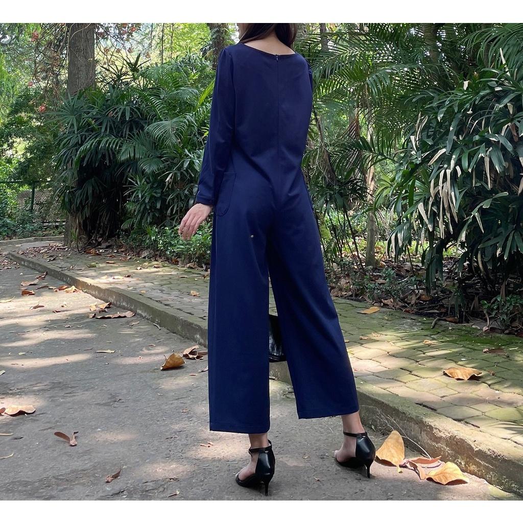 Jumpsuits, Dài Tay, Cách Điệu Túi Hai Bên, Màu Xanh Tím - Lovadova 21O12C005