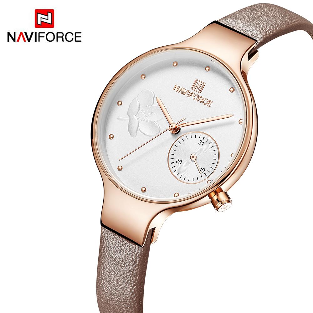 Đồng hồ Quartz Nữ Thời trang Dây da đeo tay Chất lượng cao Không thấm nước NAVIFORCE NF5001