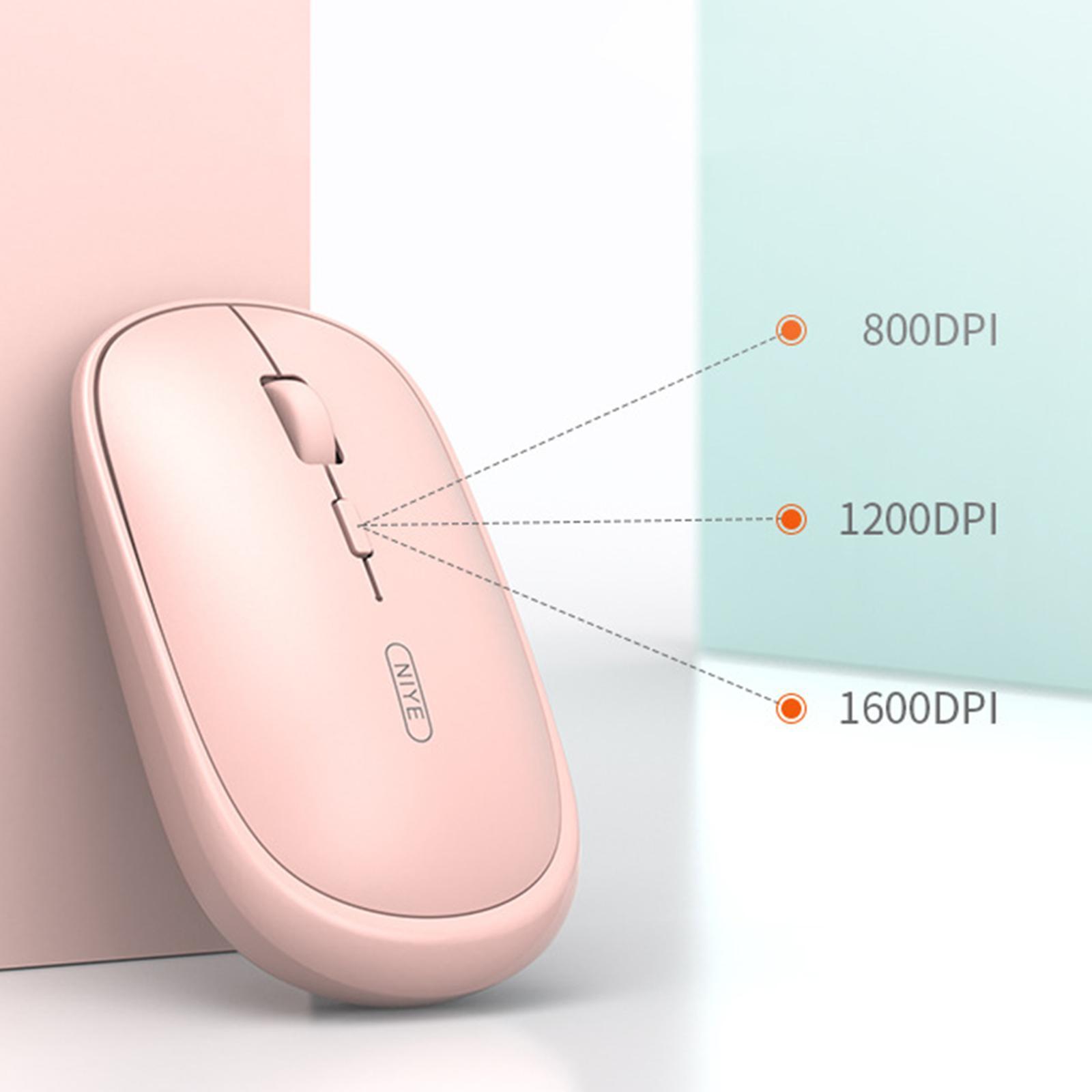 Wireless Mouse 3 Buttons Optical Adjustable DPI Rechargeable pink