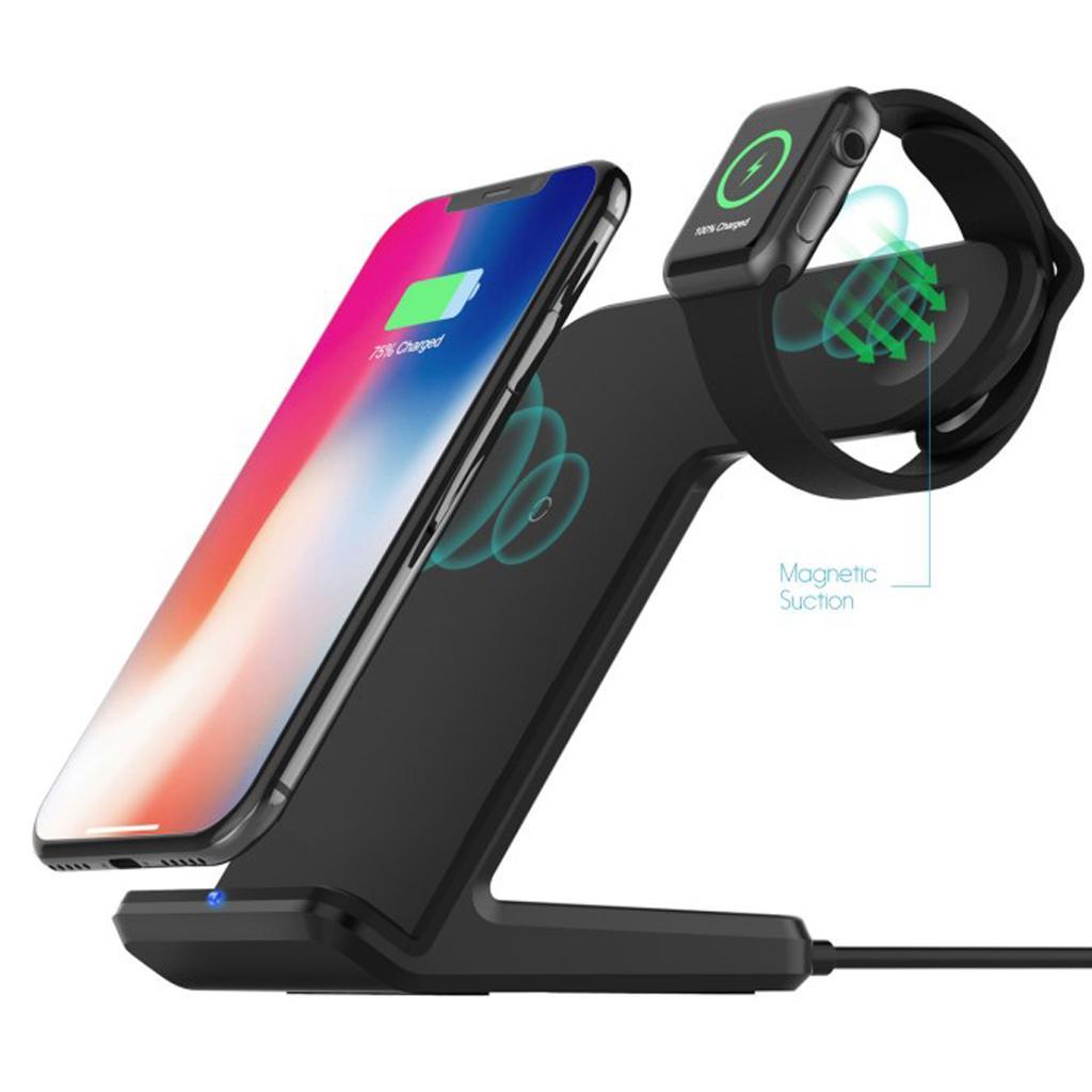 2 in1 Qi Wireless Charger Charging Pad Stand Dock For  Apple Watch NEW