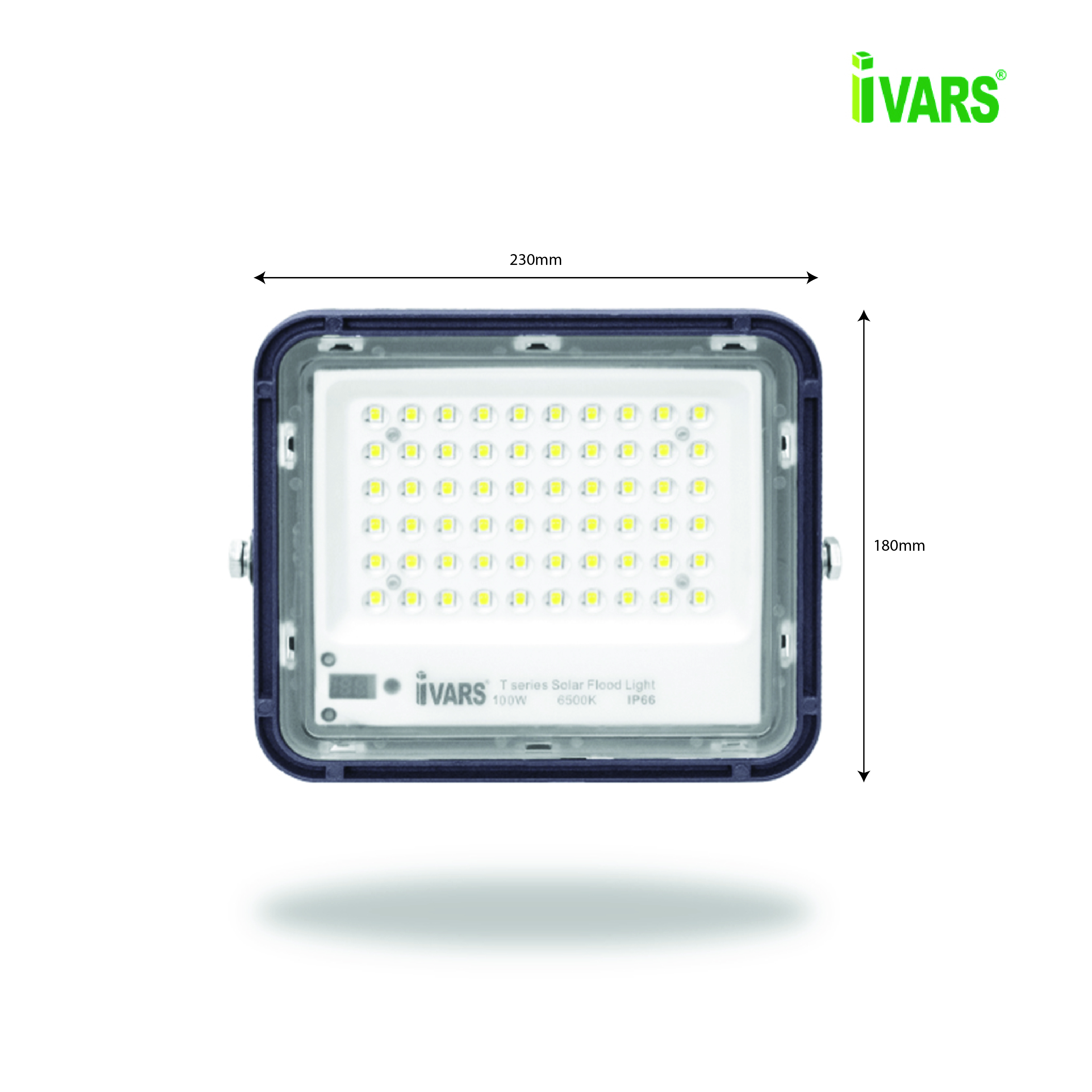 Đèn LED Pha Năng Lượng Mặt Trời Thương Hiệu IVARS - Công Suất 100W - Hàng chính hãng