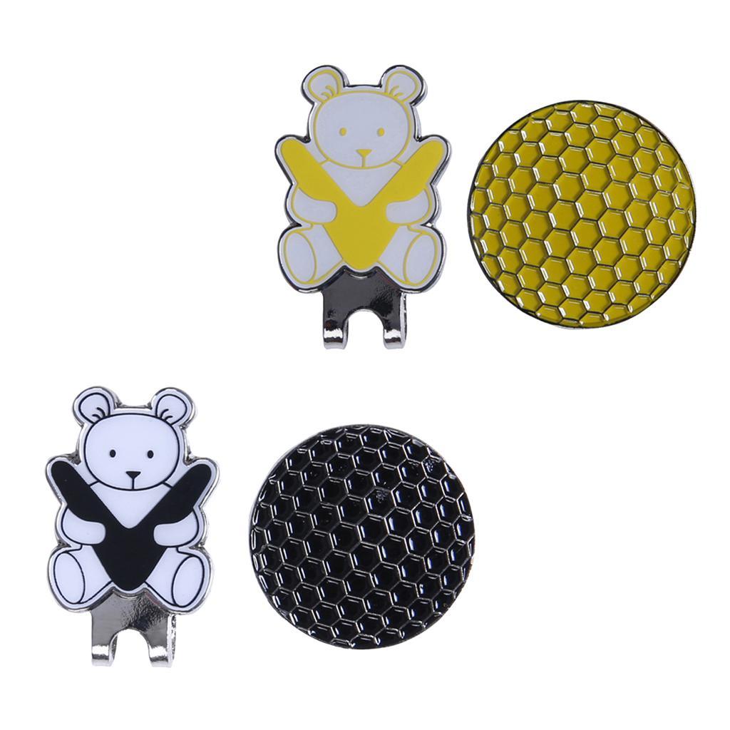 3-4pack Golf Hat Clip with Detachable Magnetic Golf Ball Marker Bear Pattern