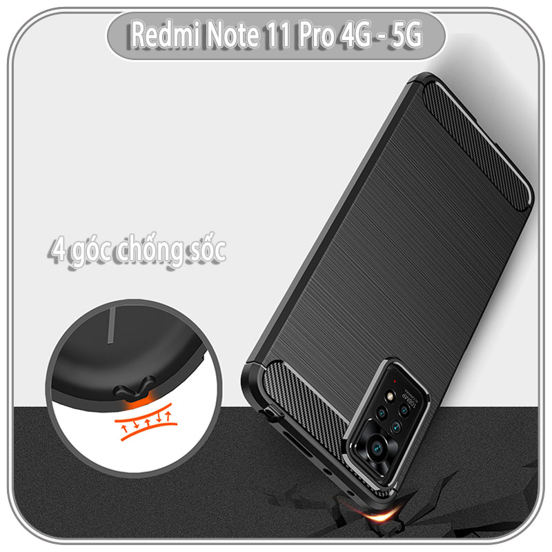 Ốp lưng cho Xiaomi Redmi Note 11 Pro 4G - 5G, vân phay xước, hạn chế bám vân tay, 4 góc chống sốc