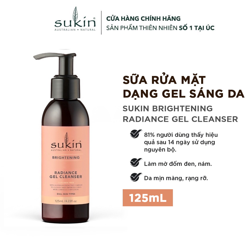 Sữa Rửa Mặt Dạng Gel Sáng Da Sukin Brightening Radiance Gel Cleanser 125ml